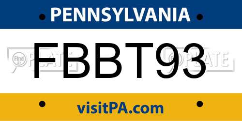 FBBT93 Pennsylvania License Plate