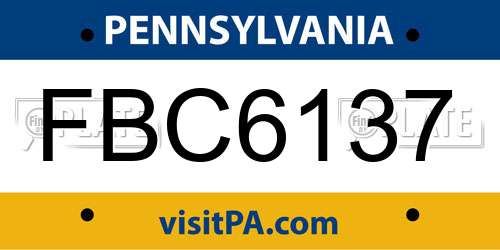 FBC6137 Pennsylvania License Plate