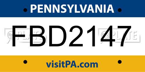 FBD2147 Pennsylvania License Plate