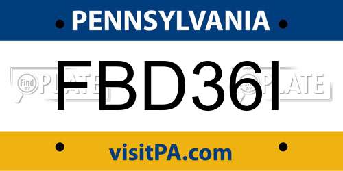 FBD36I Pennsylvania License Plate