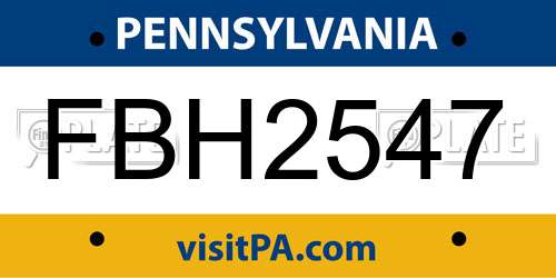 FBH2547 Pennsylvania License Plate