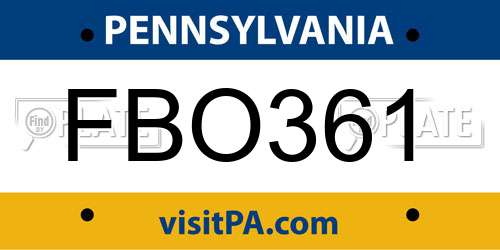 FBO361 Pennsylvania License Plate