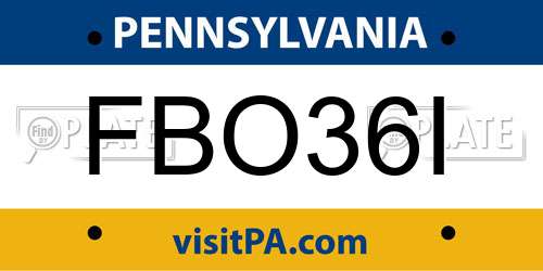 FBO36I Pennsylvania License Plate