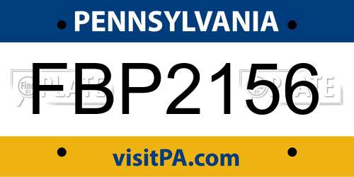 FBP2156 Pennsylvania License Plate