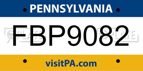 FBP9082 Pennsylvania License Plate