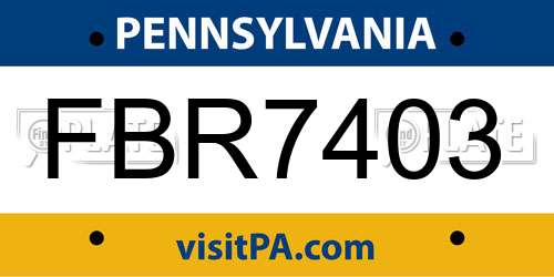 FBR7403 Pennsylvania License Plate