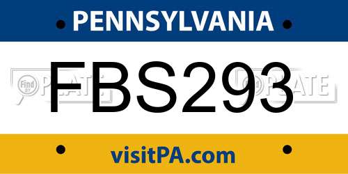FBS293 Pennsylvania License Plate