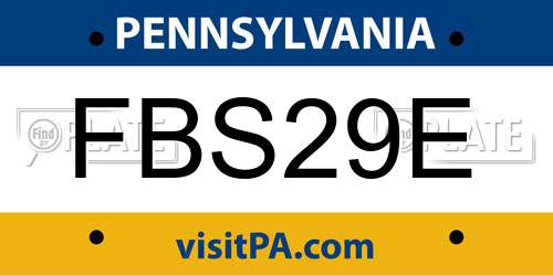 FBS29E Pennsylvania License Plate