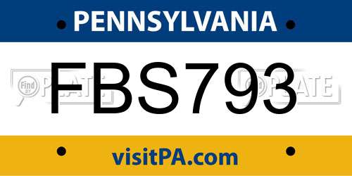 FBS793 Pennsylvania License Plate