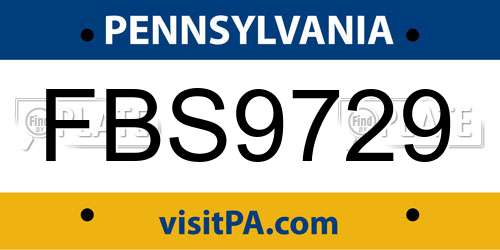 FBS9729 Pennsylvania License Plate