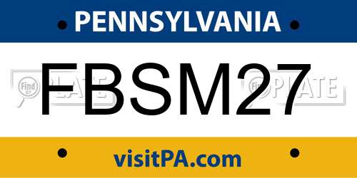 FBSM27 Pennsylvania License Plate