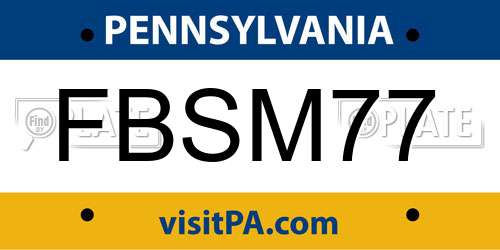 FBSM77 Pennsylvania License Plate