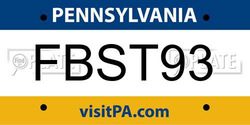 FBST93 Pennsylvania License Plate
