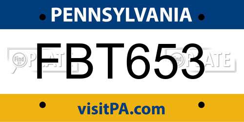FBT653 Pennsylvania License Plate