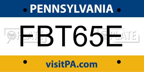 FBT65E Pennsylvania License Plate