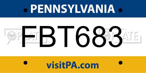 FBT683 Pennsylvania License Plate