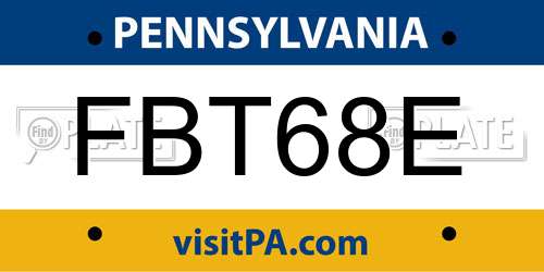 FBT68E Pennsylvania License Plate