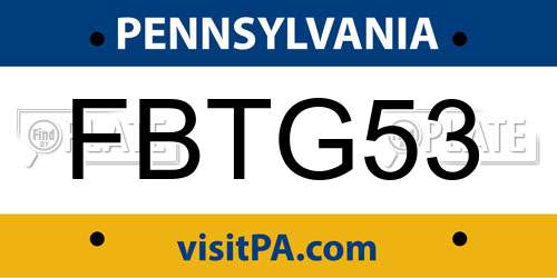 FBTG53 Pennsylvania License Plate