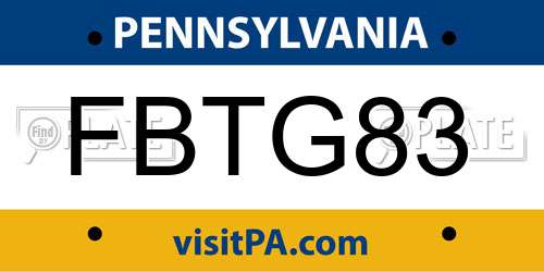 FBTG83 Pennsylvania License Plate