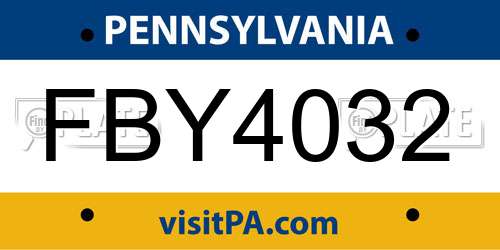 FBY4032 Pennsylvania License Plate
