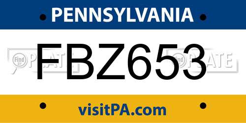 FBZ653 Pennsylvania License Plate