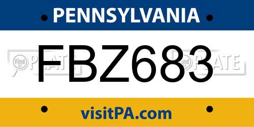 FBZ683 Pennsylvania License Plate