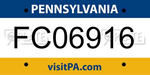 FC06916 Pennsylvania License Plate