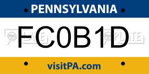 FC0B1D Pennsylvania License Plate