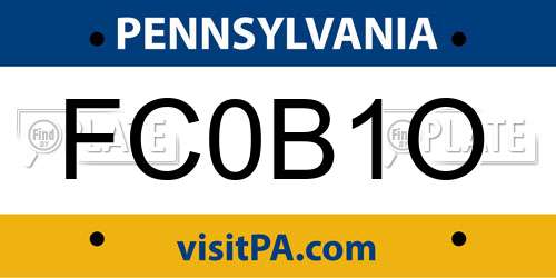 FC0B1O Pennsylvania License Plate