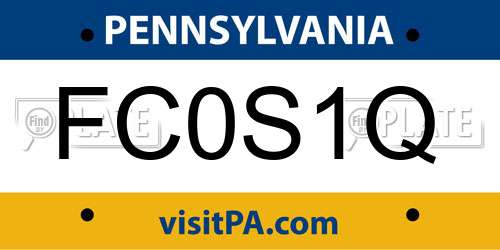 FC0S1Q Pennsylvania License Plate
