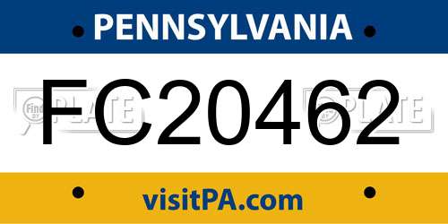 FC20462 Pennsylvania License Plate