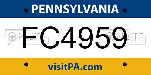 FC4959 Pennsylvania License Plate