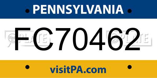 FC70462 Pennsylvania License Plate