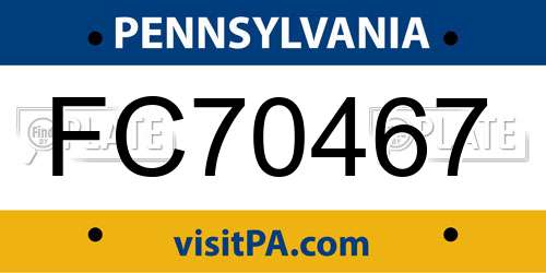 FC70467 Pennsylvania License Plate