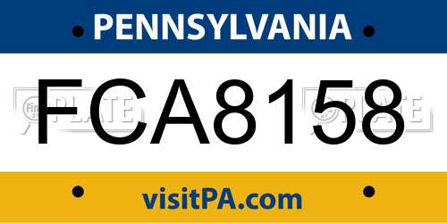 FCA8158 Pennsylvania License Plate