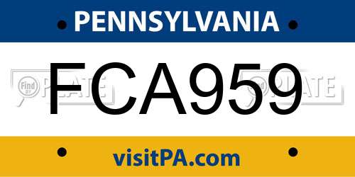 FCA959 Pennsylvania License Plate