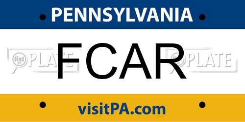 FCAR Pennsylvania License Plate