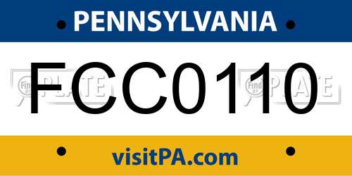 FCC0110 Pennsylvania License Plate