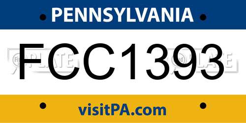 FCC1393 Pennsylvania License Plate