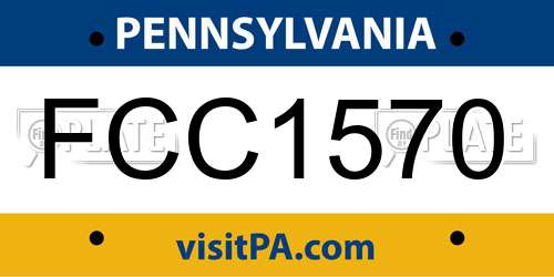 FCC1570 Pennsylvania License Plate