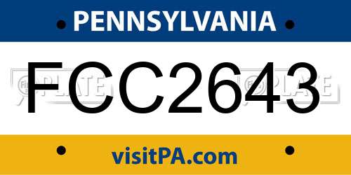 FCC2643 Pennsylvania License Plate