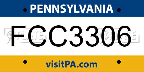 FCC3306 Pennsylvania License Plate