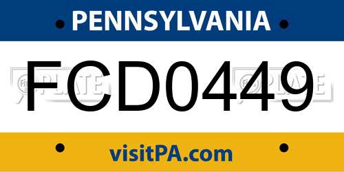 FCD0449 Pennsylvania License Plate
