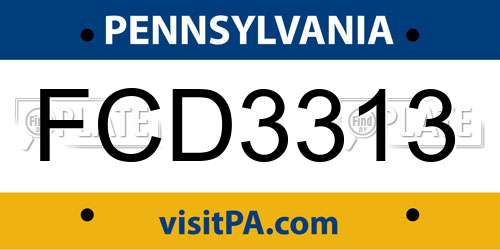 FCD3313 Pennsylvania License Plate