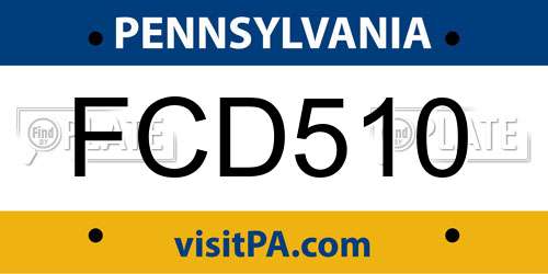 FCD510 Pennsylvania License Plate