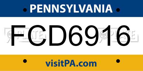 FCD6916 Pennsylvania License Plate