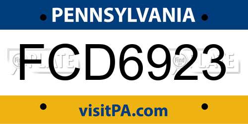 FCD6923 Pennsylvania License Plate