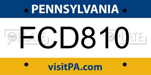 FCD810 Pennsylvania License Plate