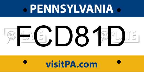 FCD81D Pennsylvania License Plate