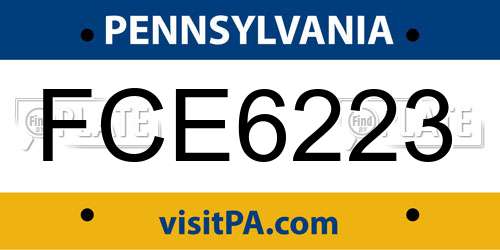 FCE6223 Pennsylvania License Plate